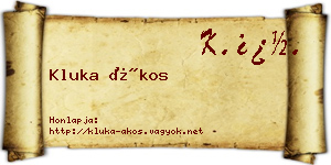 Kluka Ákos névjegykártya